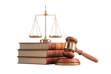 Justice scales and gavel rest on old law books symbolizing legal wisdom