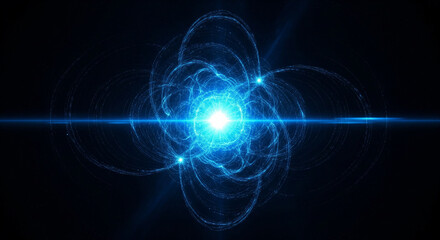 Glowing Blue Energy Core in Futuristic Sci-Fi Void.