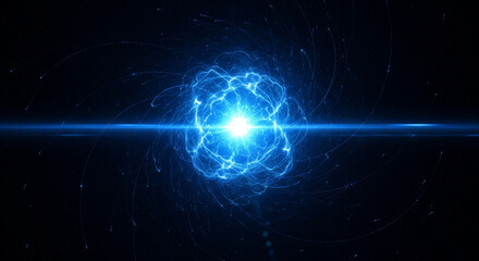 Obraz premium Glowing Blue Energy Core in Futuristic Sci-Fi Void.