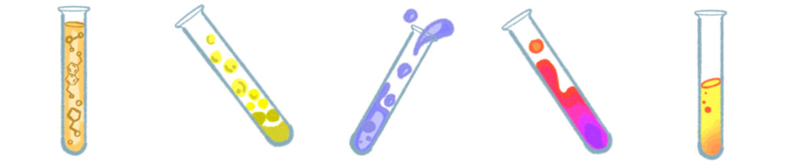 Science Laboratory Test Tube Clipart PNG with Colorful Liquids