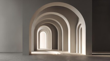 Obraz premium Light and Shadows in Curved Corridor