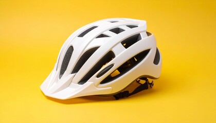 Fototapeta premium bicycle helmet on yellow 