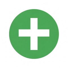 Obraz premium White plus sign in green circle