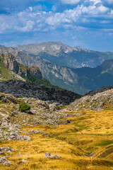 Summer landscape of the Accursed Mountains near the Mt. Zla Kolata, Prokletije National Park, Montenegro.