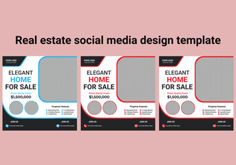 Modern real estate home sale social media post template bundle design and square advertising web banner template design