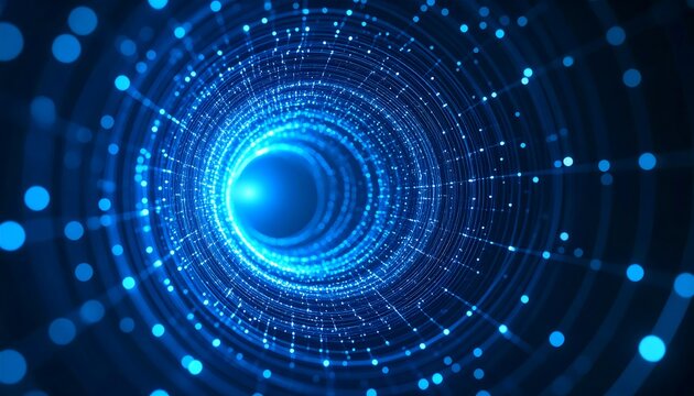 Abstract blue digital tunnel - Powered by Adobe