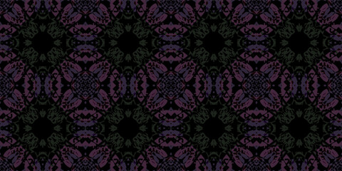 Seamless Ethnic Pattern. Ornamental Background in Black and Purple. Abstract Gothic Motif for Textile. Abstract Mandala Pattern in Deep Tones

. Repeating Ornamental Wallpaper with Tribal Flair
