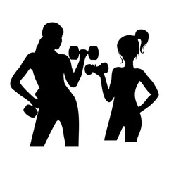 silhouette of a woman lifting dumbbell weights 
