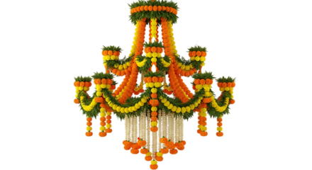 Elegant floral chandelier for celebration or decoration with dark background