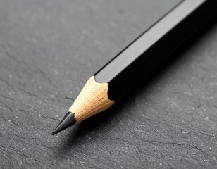 Close Up Black Graphite Pencil on Dark Surface &ndash; AI Generated Stationery Product Art