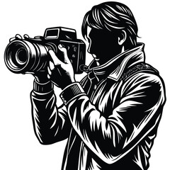Monochrome Photography Icon &ndash; Silhouette of Person Holding a Camera