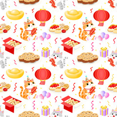 Cute Cat Firecracker Seamless