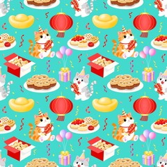 Cute Cat Firecracker Seamless