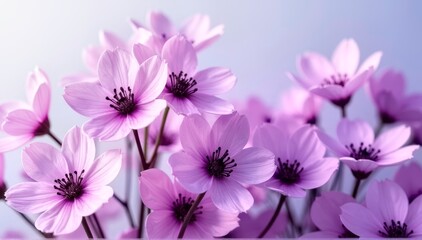 Fototapeta premium Pink purple flowers bloom in a fresh and vibrant scene