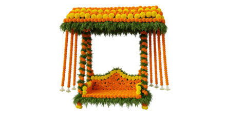 Exquisite handcrafted floral swing intricate design in warm vibrant hues