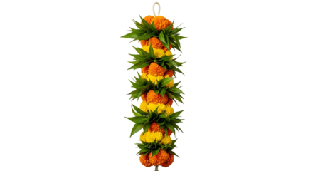 Traditional marigold flower garland offering auspicious vibrant arrangement