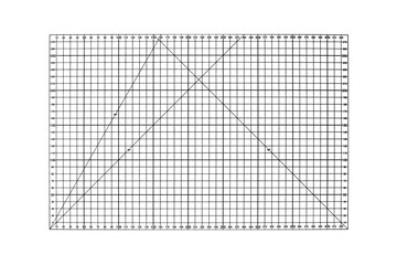 A white A3 cutting mat with a black grid is isolated on transparent background.