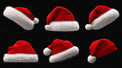 A set of red Santa hats.