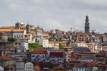 The panorama of old town Porto, the view from Vila Nova de Gaia, Portugal
