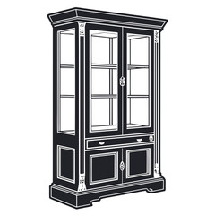 Elegant antique display cabinet with glass doors and ornate details