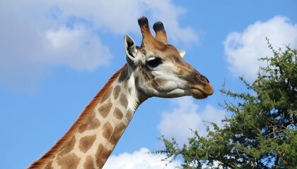 Naklejka premium Inspiring Giraffe Gazing Across a Vast Horizon