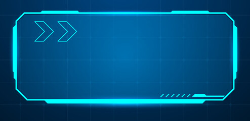 Futuristic hud screen or technology box blue with light interface sci-fi. Vector illustration