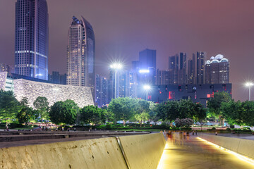 Fototapeta premium Amazing night view of modern buildings, Guangzhou, China