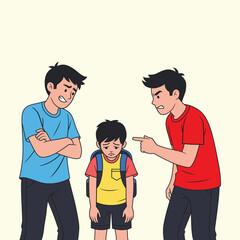 Fototapeta premium kids school bullying and abuse vector illustration, stop bullying vector character