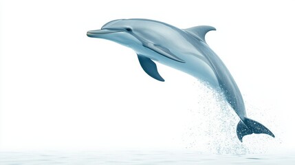 Incredible display of aquatic agility as majestic dolphin soars through the air above the sparkling blue ocean water