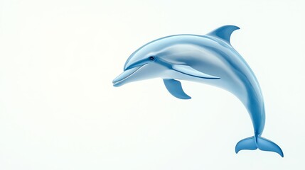 Fototapeta premium Majestic bottlenose dolphin gracefully leaps from the shimmering turquoise ocean soaring high into the air with splash against clear summer sky background showcasing its agility and playful nature