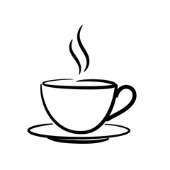 Steaming Coffee Cup Hand Drawn Sketch Icon