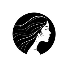 Woman Profile Vector Elegant Flowing Hair Beauty Logo