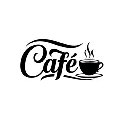 Cafe Logo Design with Steaming Coffee Cup