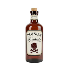 Vintage poison bottle with skull and crossbones label hazardous liquid symbol old apothecary liquid container transparent background