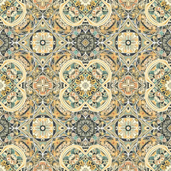 Seamless Pattern, Intricate seamless pattern with floral and geometric elements in soft colors Stock royalty free