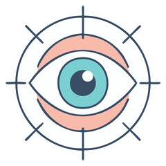 Obraz premium Stylized Eye Design with Circular Target Element in Pastel Colors and Simple Graphic Style