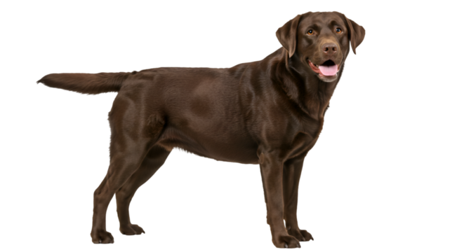 Chocolate labrador retriever dog breed profile temperament health and care guide for pet owners guide 100 isolated on transparent white background