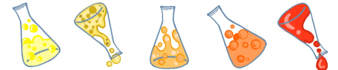 Science Erlenmeyer Flask PNG Clipart with Colorful Liquids