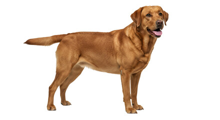 Fox red labrador retriever full body shot standing on black background studio shot pet dog animal breed isolated on transparent white background