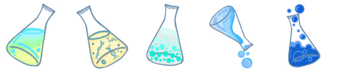 Science Erlenmeyer Flask PNG Clipart with Colorful Liquids