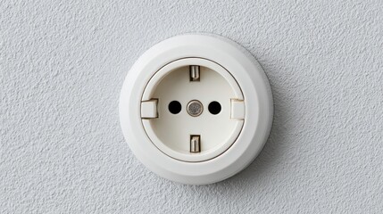 White Electrical Wall Socket On Textured Surface. Power Outlet For Home Or Office Electrical Connections