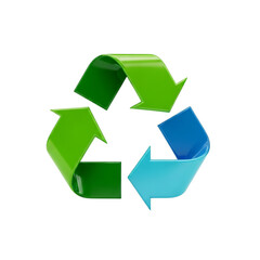 Obraz premium Green and blue recycling symbol emphasizing sustainability and eco-friendly practices on a plain background transparent background