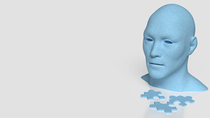 The Human Bust and Jigsaw for Abstract concept 3d Rendering.