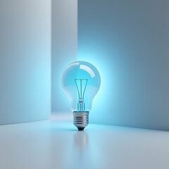 A glowing light bulb on a blue background symbolizes a bright idea sparked by innovation and technology