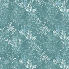 Seamless Pattern, Elegant teal botanical pattern with delicate floral and foliage accents design Stock royalty free image.
