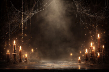 蜘蛛の巣とキャンドルの背景画像