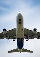 Obraz premium Airplane in flight, underside view