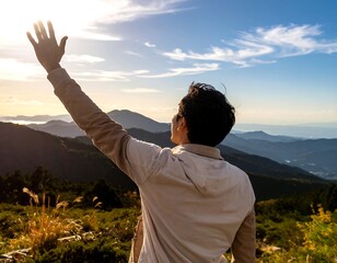 Confident young man discovering the power of believing in himself for success