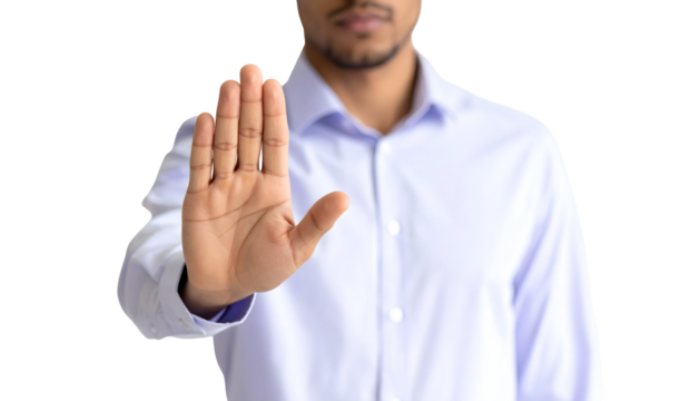 PNG Transparent Man in Shirt with Stop Hand Gesture