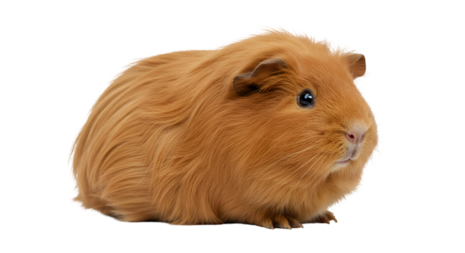 Guinea pig pet rodent cute animal brown adorable cavy domestic mammal small furry house pet portrait shot isolated on transparent white background